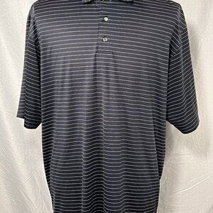 FootJoy FJ Men’s Golf Polo Shirt XL Navy White Stripe Performance Stretch